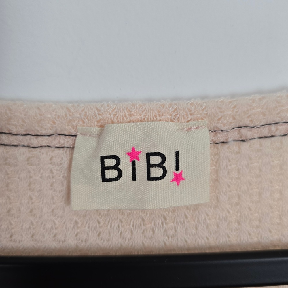 BIBI Waffle Knit Top Women XL Peach Colorblock Thermal PastelStreetwear Gorpcore - Picture 5 of 11